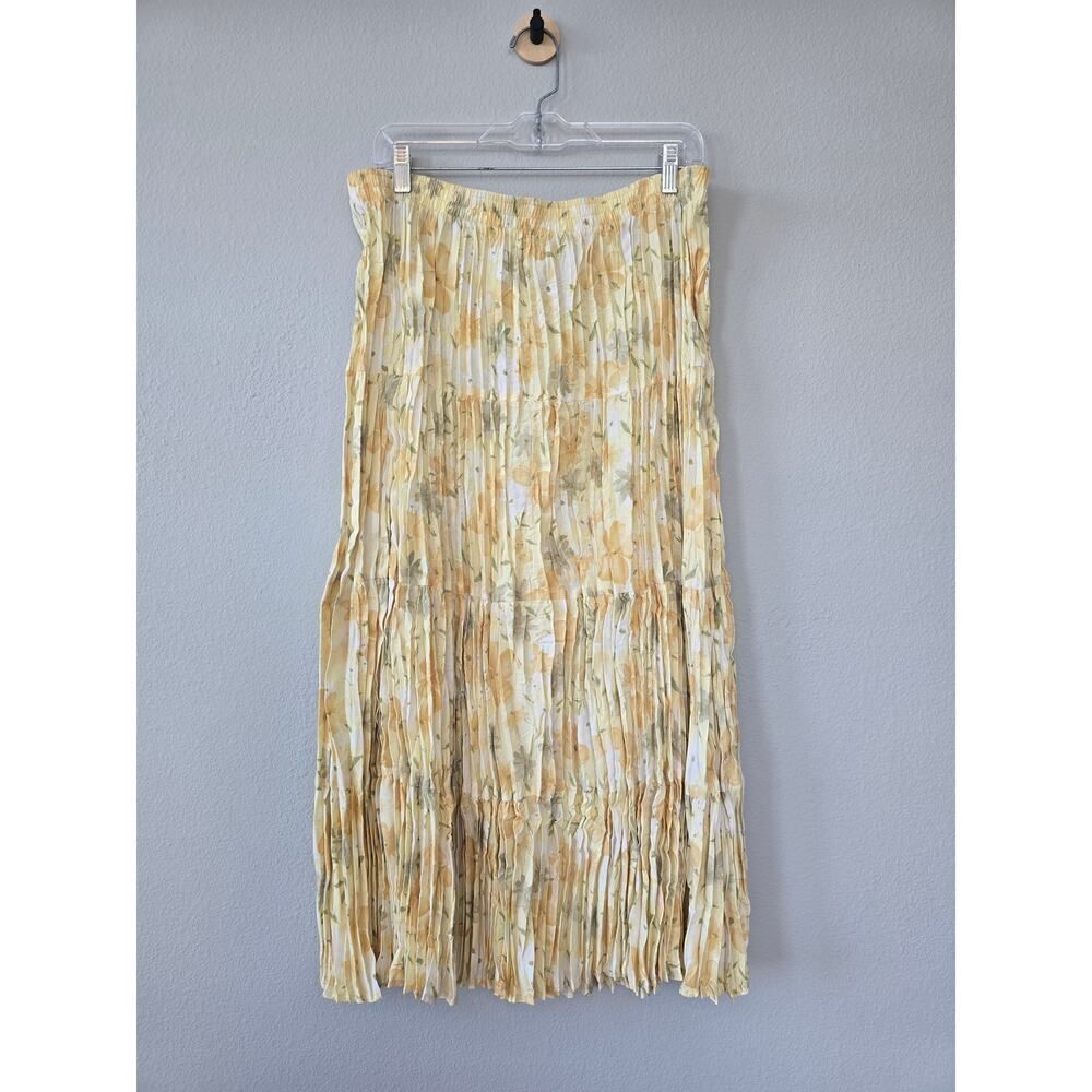 Vintage Napa Valley Pleated Maxi Skirt Size XL Floral Dream Soft Girl Fairy Core